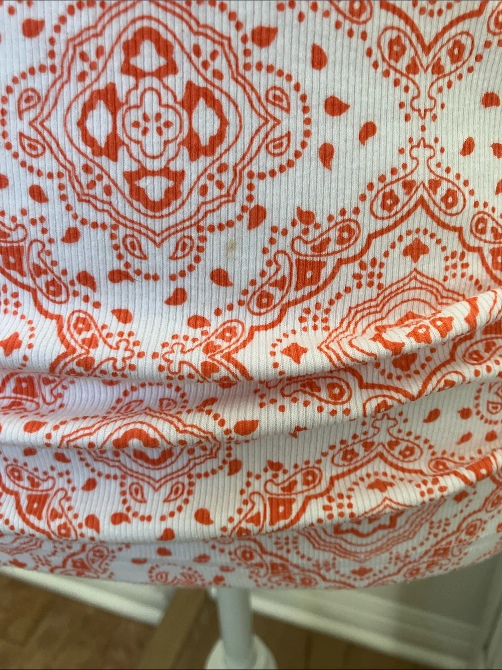 Y2k Faded Glory Coral and White Printed Scoop Neck Tank